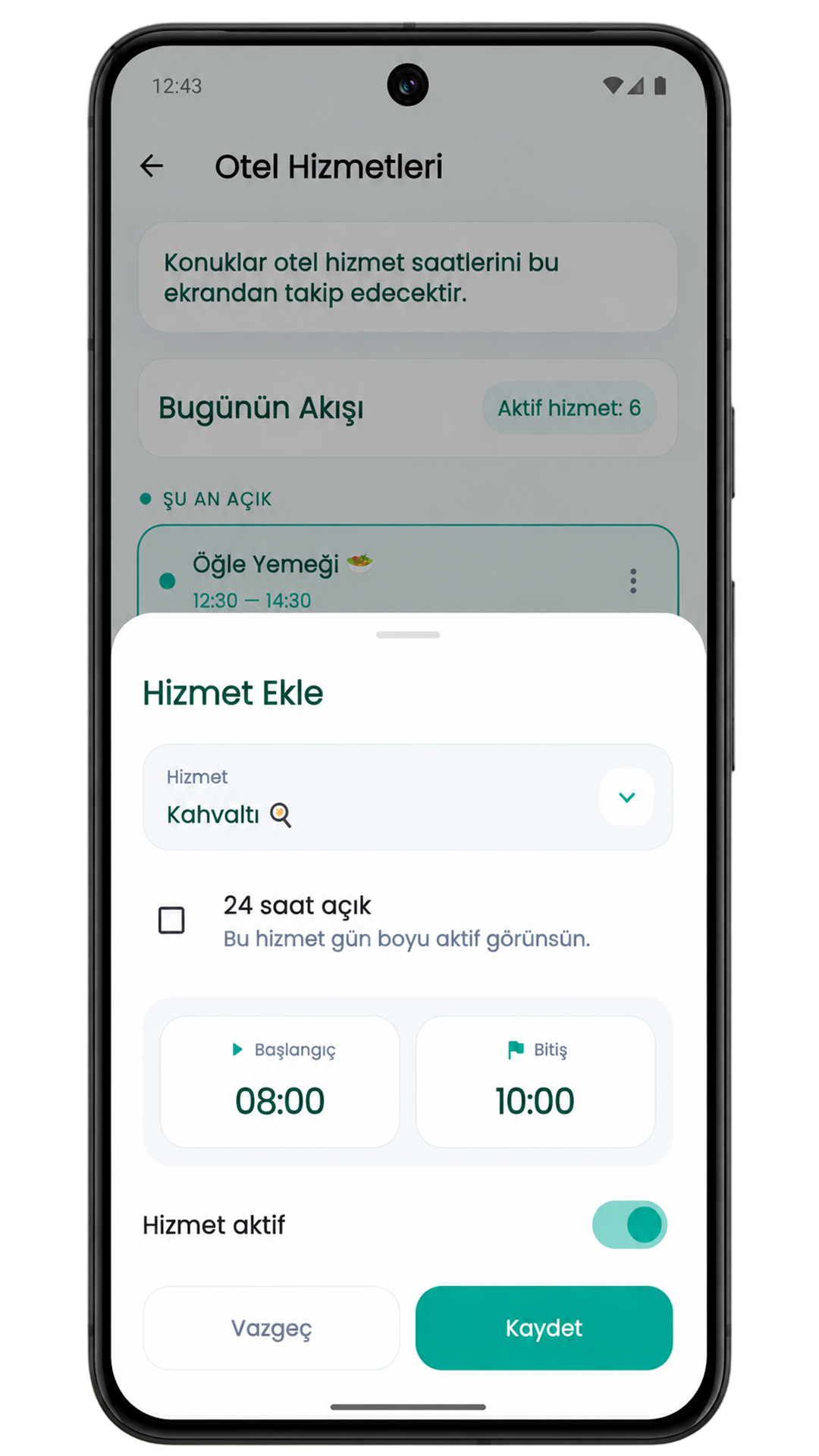 Hizmet düzenleme ekranı
